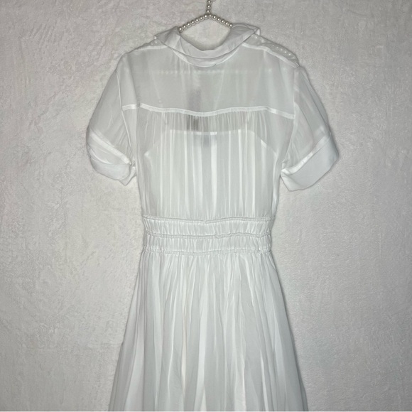 J. Crew Elena Shirtdress Chiffon White Midi A Line Minimalist Sheer US 0 NWT - Picture 9 of 9